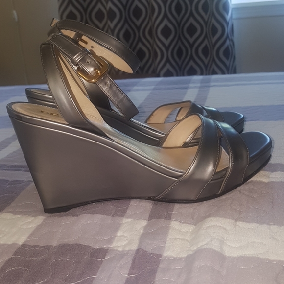 Prada Shoes - Silver Prada Strappy Wedges